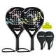 thumbnail image 1 of CAMEWIN 2 Palas de Pádel con Fundas, 2 Raquetas y 4 Pelotas,Kit de Raquetas para Pádel Fabricadas 100% Fibra de Carbono y Núcleo de Espuma Flexible de Memoria EVA, para Principiantes e Intermedios, 1 of 8