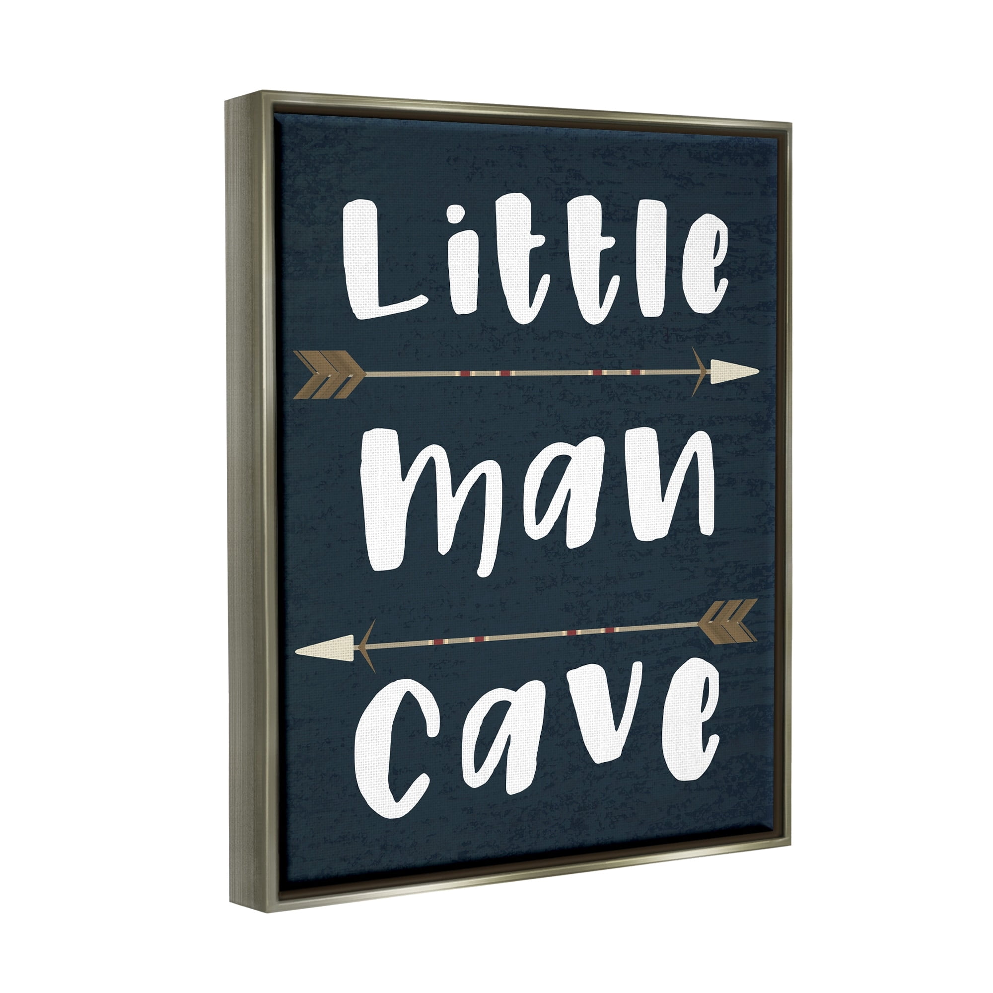 Stupell Industries Little Man Cave Arrows Luster Gray Framed Floating Canvas Wall Art, 16x20, by Daphne Polselli