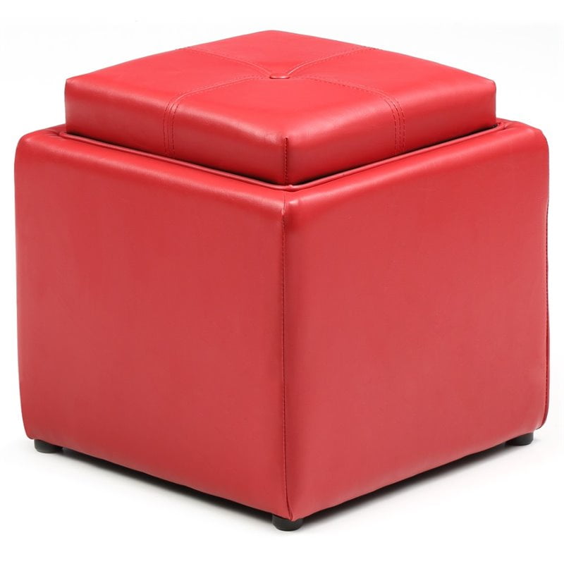 red ottoman tray