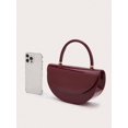 thumbnail image 5 of Women Glossy Burgundy Top Handle Handbag Elegant Half Moon Shoulder Bag Evening Purse for Party Wedding, 5 of 8