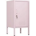 thumbnail image 4 of Table de Nuit en Métal Verrouillable avec 2 Tablettes Ajustables, Table d'Appoint Moderne avec Armoire de Rangement, Table de Bout Industrielle avec Porte pour Chambre, Salon, Bureau, Petit Espace, Rose, 4 of 6