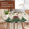 thumbnail image 4 of Christmas Tree Round Tablecloth, Fitted Table Cover with Elastic for 45"-54" Round Tables, Farmhouse Winter Ball Berry Snowflakes Table Cloth Outdoor Indoor Dinning Party Waterproof Tablecloths, 4 of 7