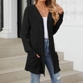 thumbnail image 4 of GPOECD Womens 2025 Fall Winter Solid Color Ribbed Brushed Pocket Cardigan for Women Long Sleeve Open Front Coat Outwear Z10142-Black,XL, 4 of 7