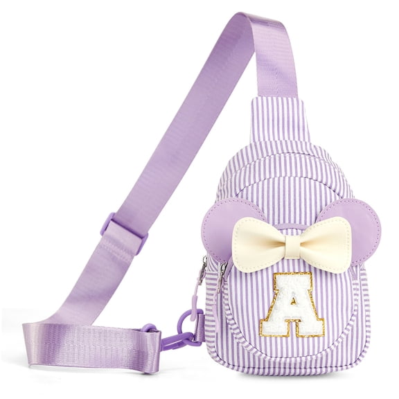 Cute Initial Sling Bag Crossbody Bag Purse, Fanny Pack Personalized Gifts for Daughter Sister, Purple