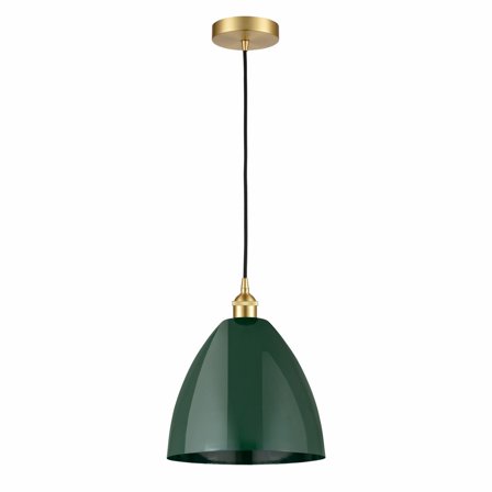 616-1P-SG-MBD-12-GR-Innovations Lighting-Plymouth Dome - 1 Light Cord Hung Mini Pendant In Industrial Style-14.75 Inches Tall and 12 Inches Wide-Satin