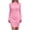 Pink, variant on Women's Fashion Solid Color Round Neck Long Sleeve Slim Fit Bodycon Dress