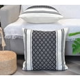 thumbnail image 4 of Cotton Woven Designer Throw Pillow Covers, Black and Cream White, 16 x 16 inches | Square Cushion Covers Set of 2, 4 of 6