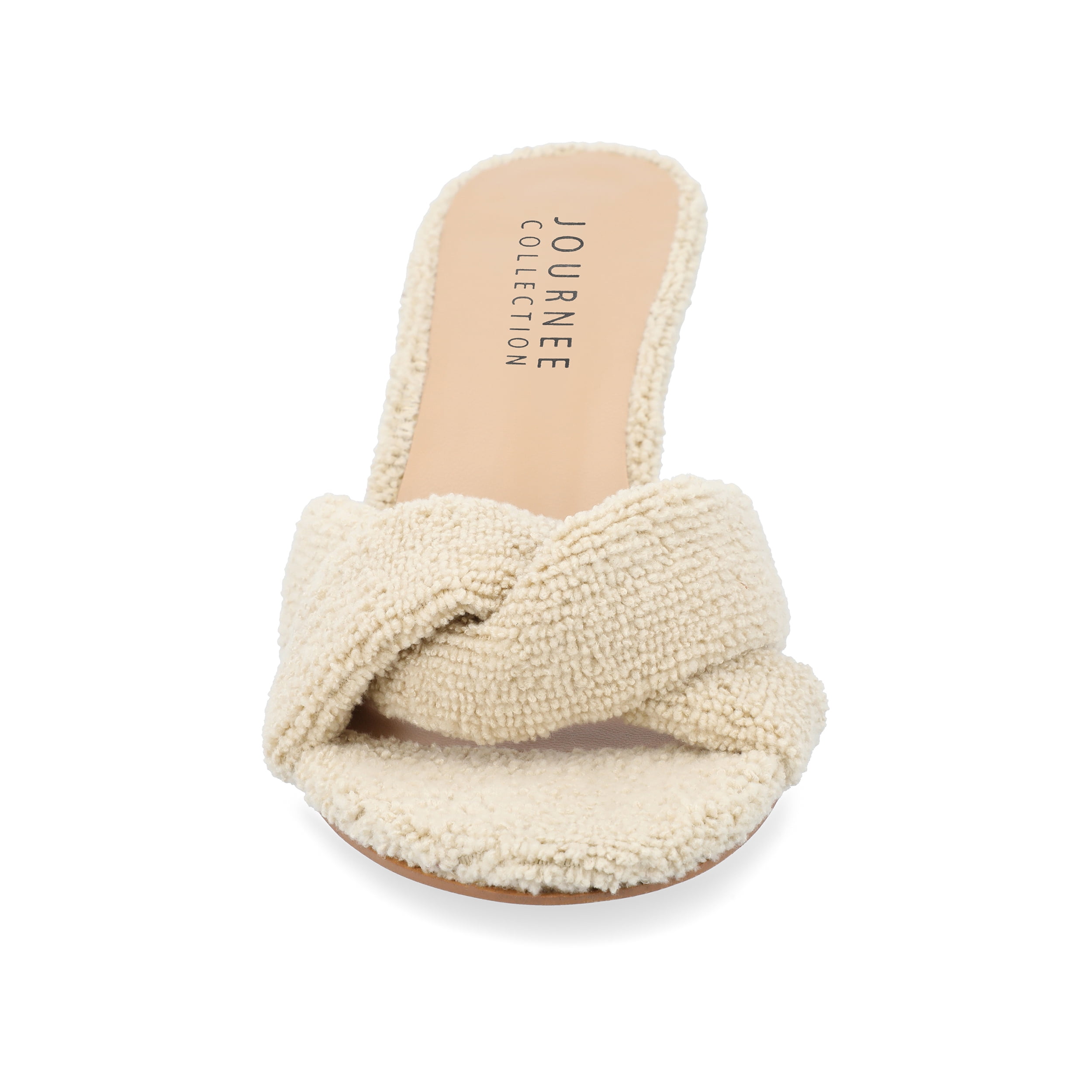 Journee Womens Mannon Soft Terry Cloth Slip On Open Toe Sandals