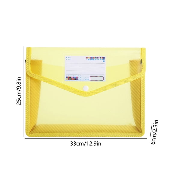 A4 Clear PVC Waterproof Envelope-Style Document Folder with Snap Closure & Label Pocket, Durable Lightweight File Organizer for Office, Business, Home & Daily Paper Management