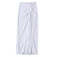 thumbnail image 2 of Douhoow Women Beach Cover Up Mid Length Wrap Skirt Solid Drawstring Slit Pareo Sarong Skirts, 2 of 7