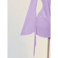 thumbnail image 6 of Mauve Purple Plunging V-Neck Mini Dress With Bell Sleeves And Twist Front Detail, 6 of 8