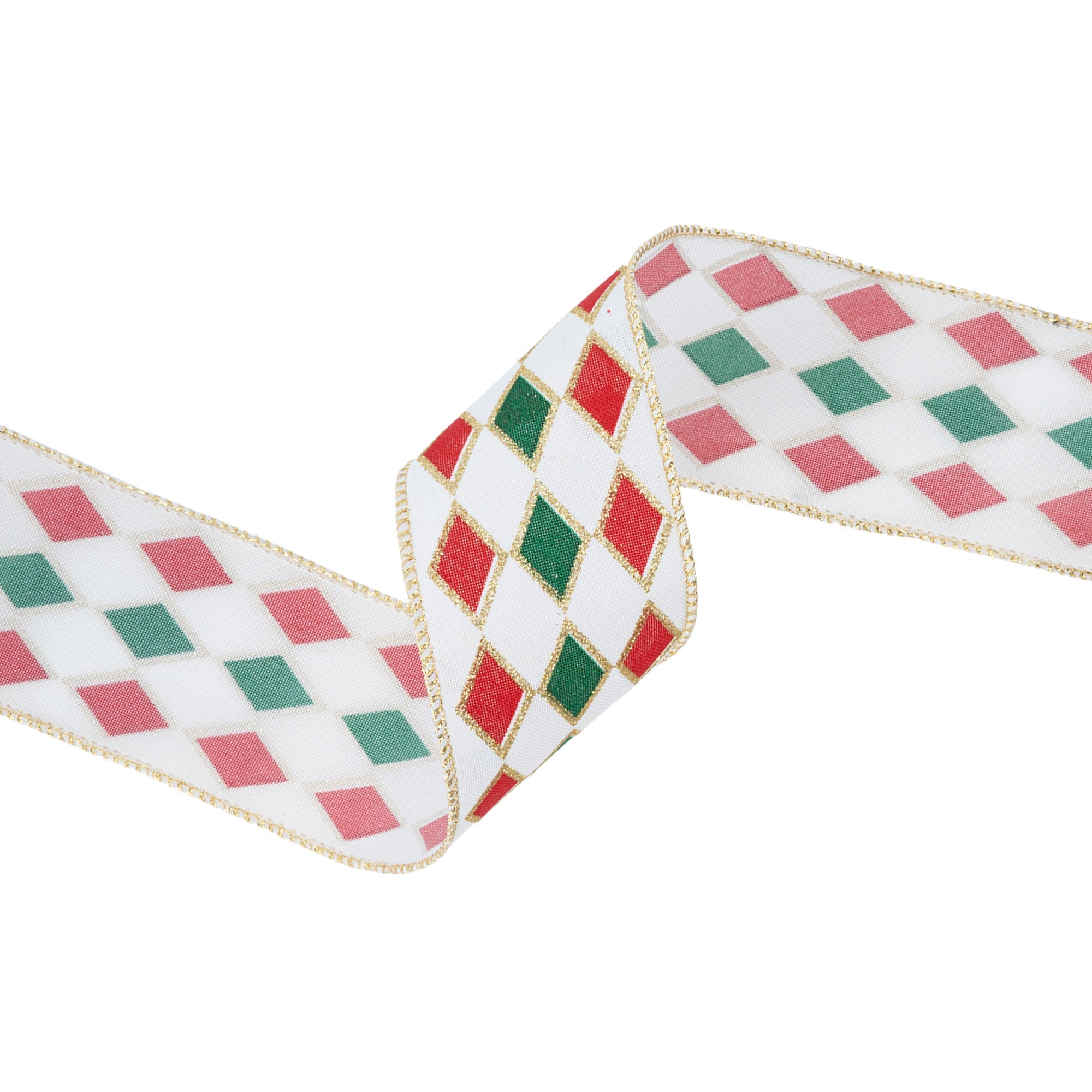 LaRibbons 2 1/2" Wired Ribbon, Red and Green Diamond Glitter, 10 Yard Spool