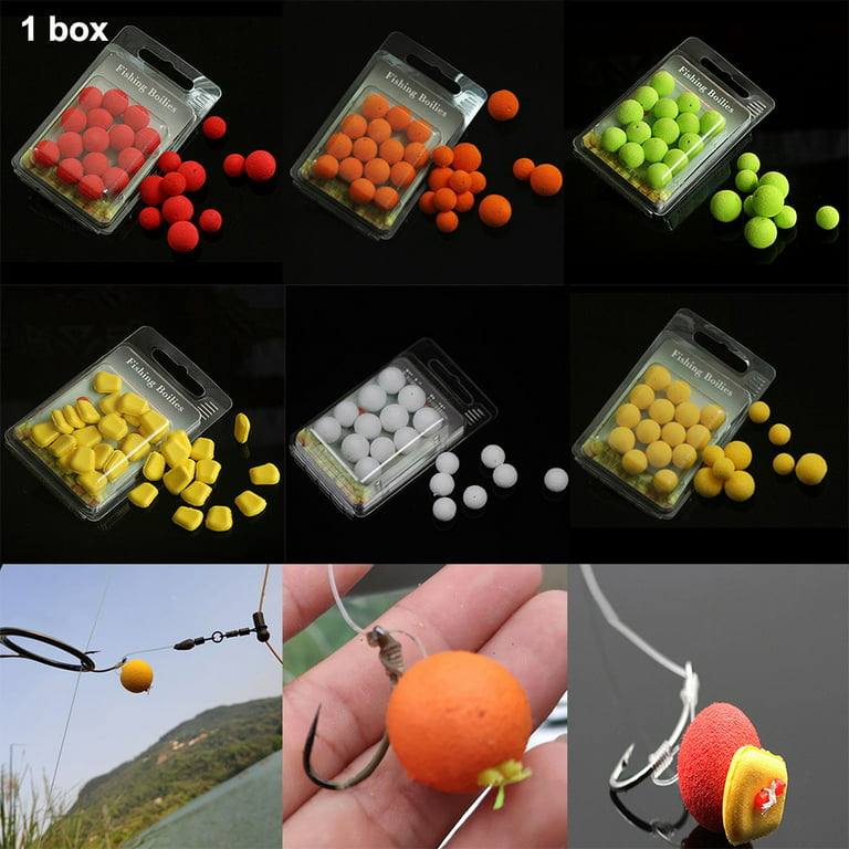 RAINB Carp Fishing Beads Floating Ball Flavor Mainline Baits Lures Boxed Carp  Bait (Yellow tasteless,12mm) 