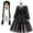 3PC Set, variant on Girls Black Uniform Costume with Wig&Necklace Halloween Gothic Academy Cosplay Outfits for 7-8Y