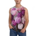 thumbnail image 2 of Fotbe Men's Purple And Pink Tulip Bouquet Print Men's Sleeveless Muscle Tank Tops Casual T-Shirts for Gym Workout Beach-XX-Large, 2 of 8