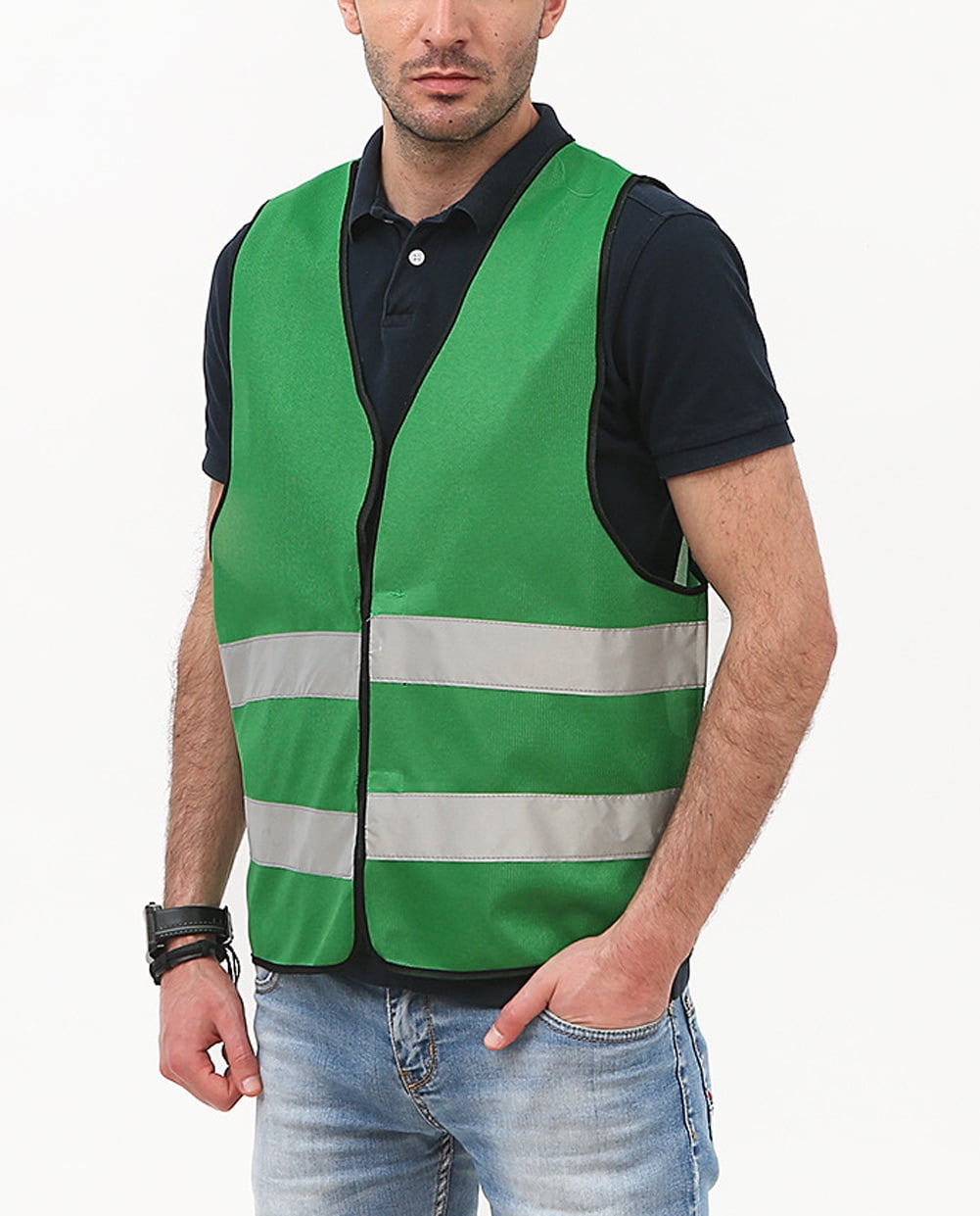 Mens 5Pack High Visibility Reflective Vest Hi-vis Construction Safety Vest Green