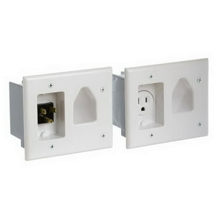 - Cmple 526-N Wall plate - Recessed Pro Power Kit w/Straight Blade Inlet White