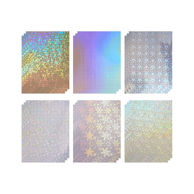 18 Holographic Stickers, Self-Adhesive Transparent Film, A4 Waterproof Sticker Covering Film, Suitable for Windows