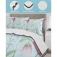 thumbnail image 4 of Blue Pink Green Floral King Size Down Alternative Comforter, Lightweight Comforter Quilt Bedding Set with Pillow Shams Seasonal Botanical Blooms All Seasons Bed Comforter Duvet Insert 96"x106", 4 of 7