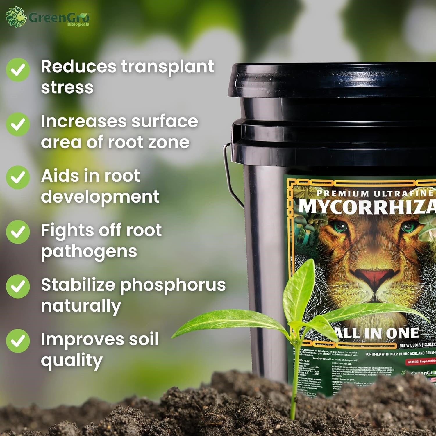 Premium Ultrafine Mycorrhizae - Boosts Health & Development of Your Plants - 4 oz Jar by GreenGro