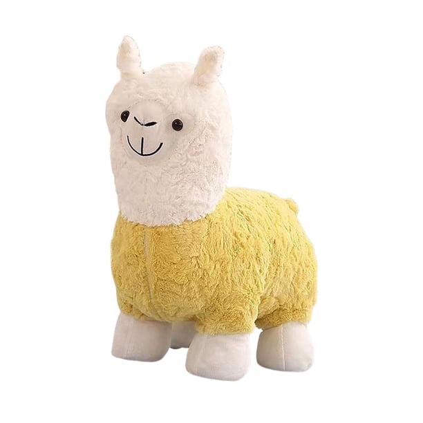 Reposapiés de animal Banco de alpaca de peluche Taburete portátil para niños Reposapiés otomano de animal Amarillo