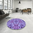 thumbnail image 4 of Ahgly Company Machine Washable Indoor Round Transitional Purple Mimosa Purple Area Rugs, 6' Round, 4 of 7