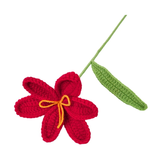 Tulipán de ganchillo con tallo y hoja, adorno floral de hilo para tejer a mano, regalo para el Día de la Madre, cumpleaños y Navidad.
