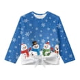 thumbnail image 5 of Xixirimido Snowmen Snowflake Blue Print Girls Casual Tunic Tops Tie-hem Long Sleeve Loose Soft Blouse T-Shirt Cute Graphic Girls Shirts, Size 11-12, 5 of 7