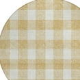 thumbnail image 4 of 8' Gold And Beige Round Plaid Washable Indoor Outdoor Area Rug, 4 of 5