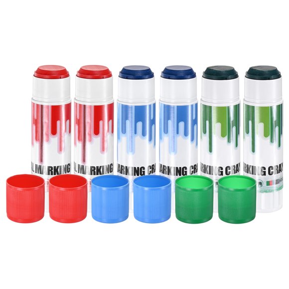 Uxcell 6-Pack Livestock Marker, 11.6 cm/4.6 Inches Medium Animal Crayons for Pig/Cattle/Cow/Sheep Supplies [Green/Red/Blue]