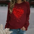 thumbnail image 3 of TKLPEHG Womens Heart Sweatshirt Valentines Day Casual Dressy Crewneck Sweatshirt Raglan Sleeve Loose Lightweight Long Sleeve Heart Print Graphic Tops Pullover (Wine,XXL), 3 of 5