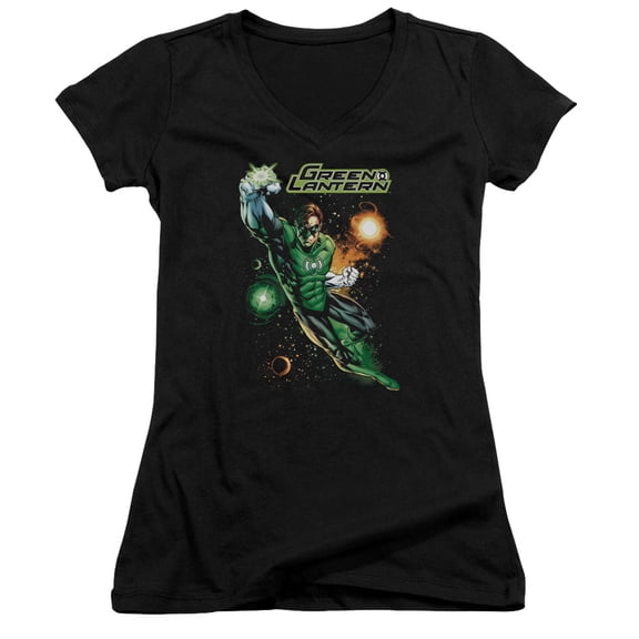 JLA Justice League Galactic Guardian Junior Women's T-Shirt V-Neck Black
