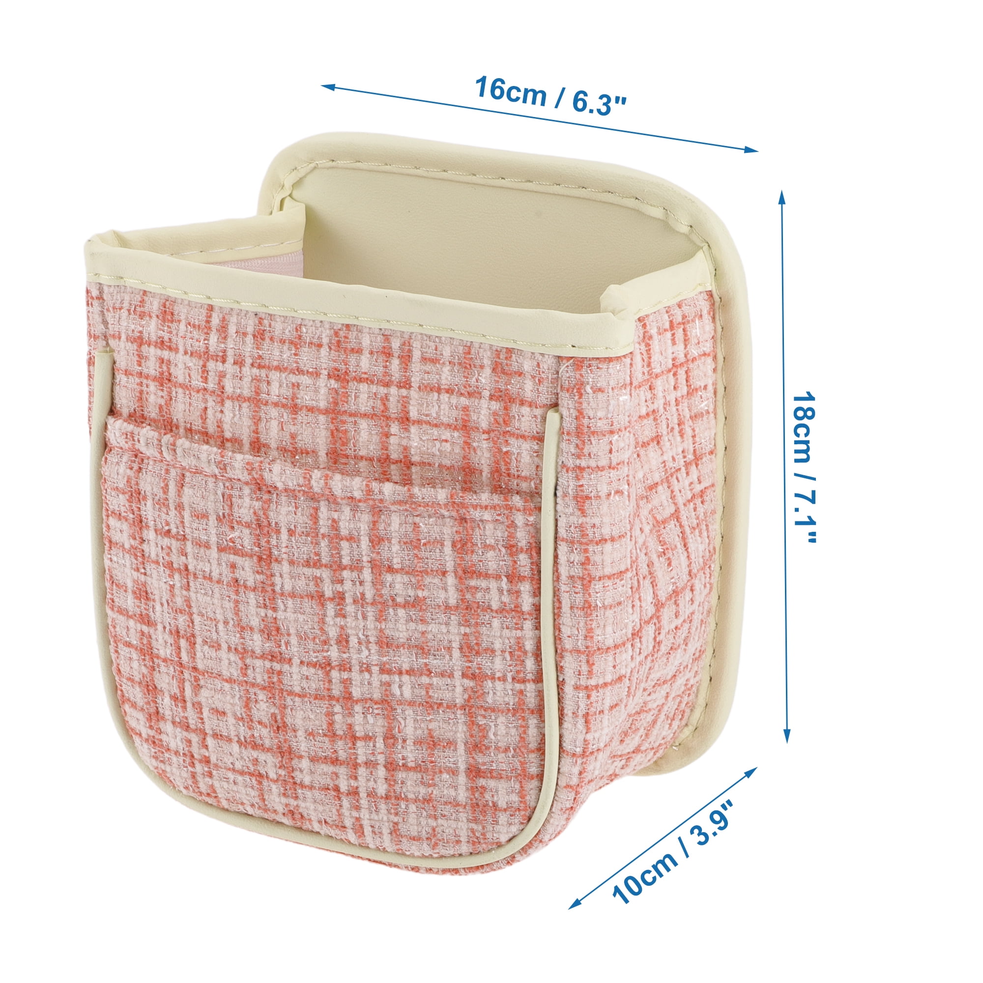 Unique Bargains Car Trash Can Hanging 6.3x3.9x7.1in Bin Fabric 1 Pcs Pink