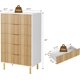 thumbnail image 3 of Qinaqin 5-Cajón Bedroom Dresser 48-Pulgadas Tall Moderno Chest Con Gold Metal Handles Y Anti-Tipping Device Fluted Wooden Organizador Para Living Room Hallway or Natural, 3 of 7