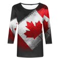 thumbnail image 5 of WEIYLL T-Shirts pour Femmes Manches 3/4 Fête du Canada Imprimé Feuille d'Érable Été T-Shirt Rouge Tailles P, 5 of 5