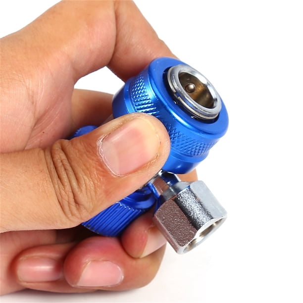 2 Conectores Rápidos De Gas Para Colector De CA R134A, Adaptadores De Lado Alto/bajo Para Medidor De Colector De CA Con Conexión Y Desconexión Rápida Azul