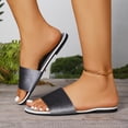 thumbnail image 6 of Samdudou Slide Sandals for Women Open Toe Flat Slides Smooth Velvet Single Band Slip On Shoes Minimalist Low Profile Footbed Sandals for Indoor Outdoor Lounge, 6 of 9