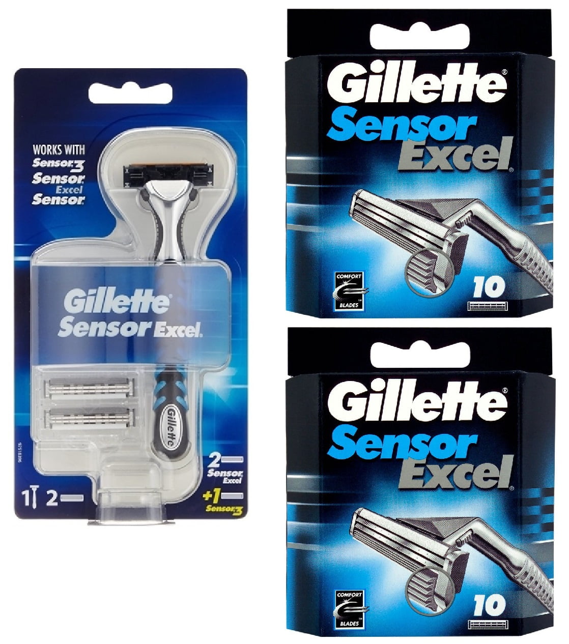 Gillette Sensor3 Razor Handle + Sensor Excel Refill Blades, 20 Count + Yes to Tomatoes Moisturizing Single Use Mask