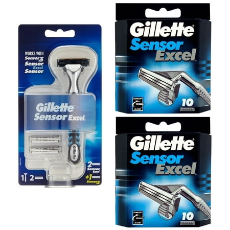 Gillette Sensor3 Razor Handle + Sensor Excel Refill Blades, 20 Count