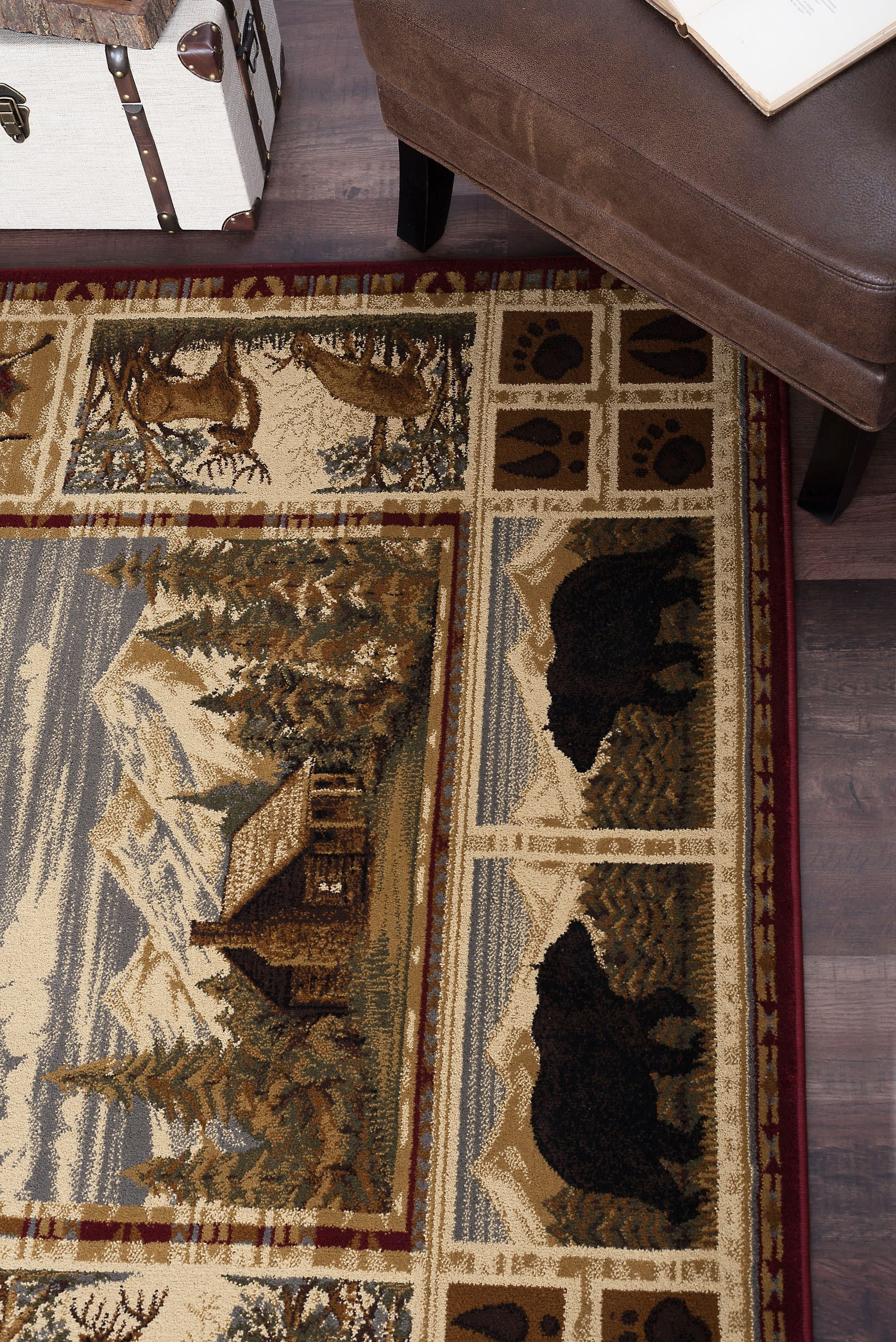 Nature Novelty 8' x 10' Red and Ivory Polypropylene Indoor Area Rug