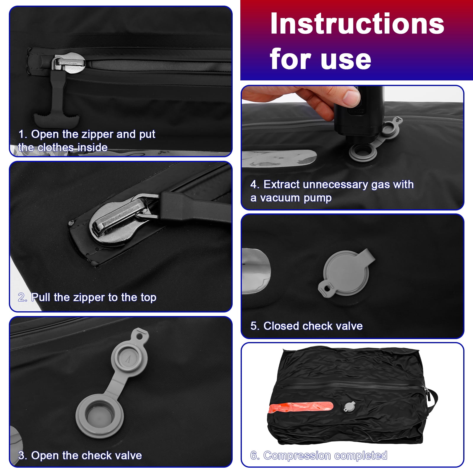Vacuum Seal Bag for Traveling with Rechargeable Pump 17L Compression Packing Cube for Carry On Suitcase and Backpack Reusable IP67 Waterproof Vacuum Storage Bag 2 Pack