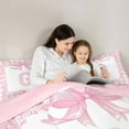 thumbnail image 5 of jejeloiu Girl Personalized Gifts Queen Comforter Set,First Letter G Bedding Comforter Set For Bowknot Lover Reversible 3 Pieces, 5 of 8