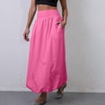 thumbnail image 3 of Women's Bubble Long Skirt Elastic Waist A-Line Pleated Ruffle Flowy Balloon Maxi Skirts with Pockets, 3 of 8
