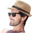 thumbnail image 4 of Sombreros unisex de ala corta para hombres y mujeres + sombreros de paja, sombreros de malla refrescante, sombreros de moda, sombreros clásicos de ala corta Panamá Jazz Hat, 4 of 5