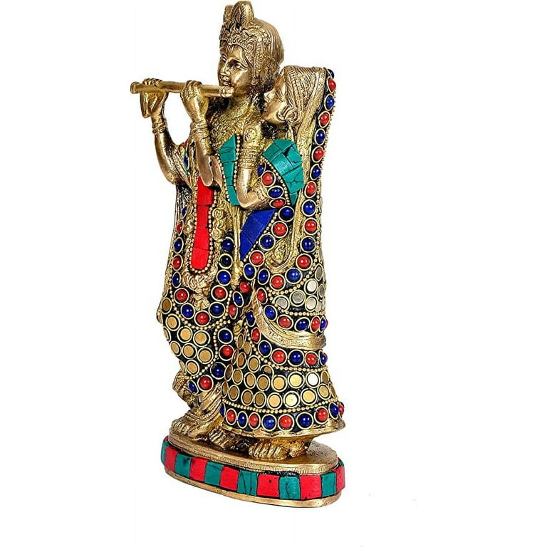 AONA Brass Lord Radha Krishna Idol Figurine Decorative Sculpture