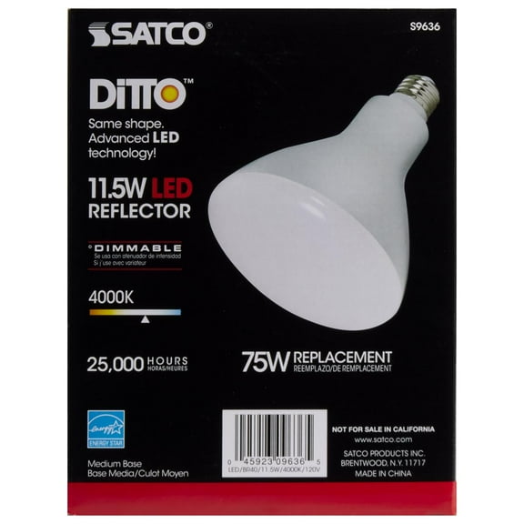 11.5W - LED BR40 - 4000K - 103 deg. Beam Angle - Medium base - 120V - dimmable - 6-PACK