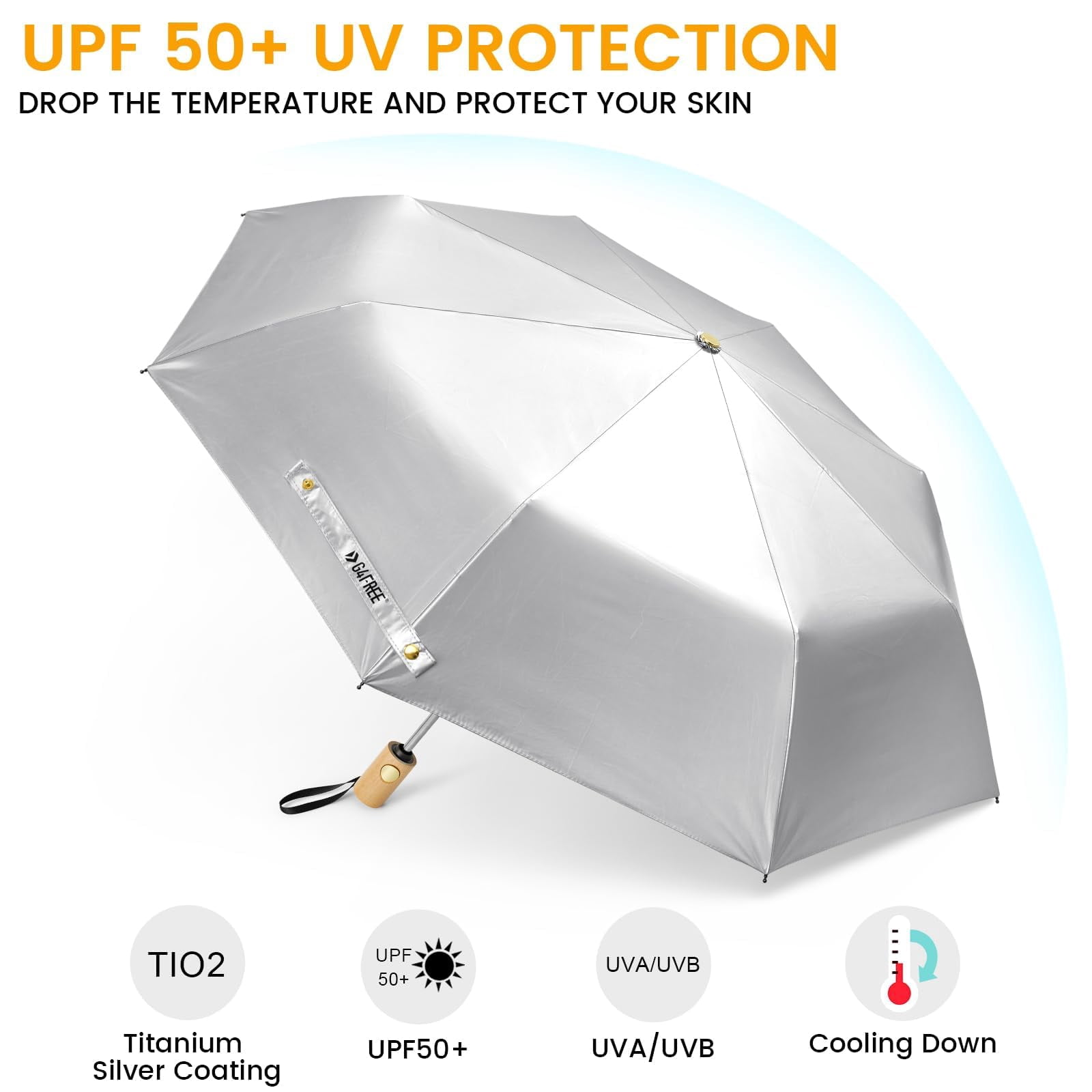 G4Free UPF 50+ UV Protection Travel Sun Umbrella Compact 42 Inch Small UV Blocking SPF Umbrella Auto Open Close