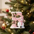 thumbnail image 6 of Acrylic Letter Christmas Ornament Pink Snowman Monogram Hanging Decoration with Initial for Xmas Tree Gift for Friends (3.15In), 6 of 7