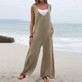 thumbnail image 4 of Aayomet Plus Size Jumpsuits For Women Women Summer Wide Leg Jumpsuit Sleeveless V Neck Casual Loose Jumpsuit Comfy Baggy Tank,Khaki S, 4 of 5