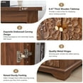 thumbnail image 5 of YOCWO Retro Square Nightstand Set of 2 with Carvings and Lines, 24" Vintage End Table with Door for Living Room and Bedroom, Walnut, 5 of 7